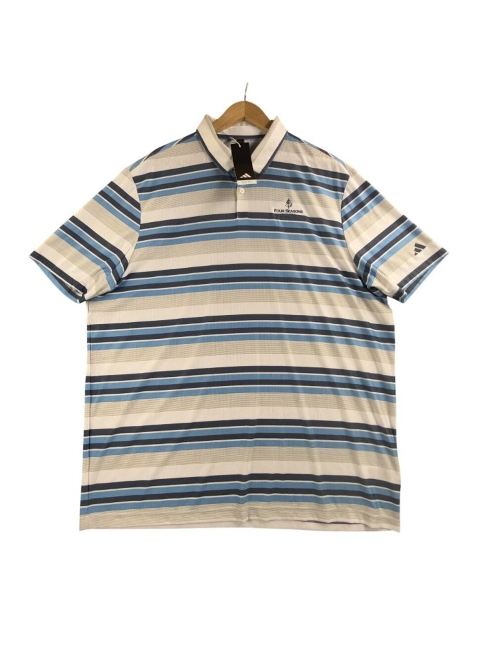Adidas HEAT.RDY Polo Shirt Mens 2XL Blue Stripe Four Seasons Hualalai Golf New